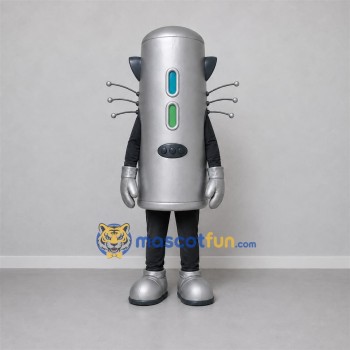 Custom Silver and Black Robot Cat Mascot Costume Adult Full Body Suit for Science Events Custom Silver and Black Robot Cat Mascot Costume Adult Full Body Suit for Science Events