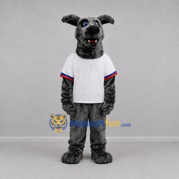Custom Gray and White Dog Mascot Costume Adult Full Body Suit for Sports Events
