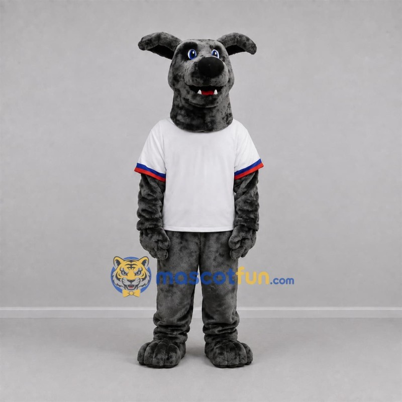 Custom Gray and White Dog Mascot Costume Adult Full Body Suit for Sports Events Custom Gray and White Dog Mascot Costume Adult Full Body Suit for Sports Events