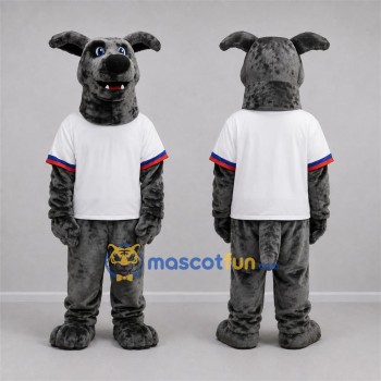 Custom Gray and White Dog Mascot Costume Adult Full Body Suit for Sports Events