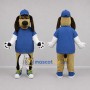 Custom Tan and Blue Dog Mascot Costume Adult Full Body Suit for Sports Events