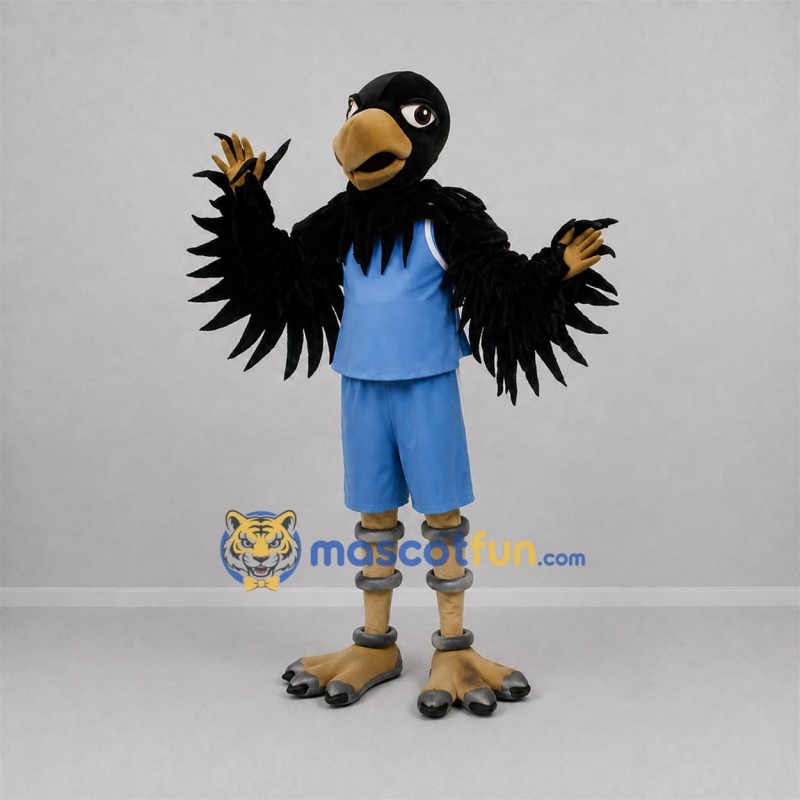Custom Black and Blue Bird Mascot Costume Adult Full Body Suit for Sports Events Custom Black and Blue Bird Mascot Costume Adult Full Body Suit for Sports Events