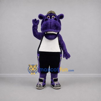Custom Purple and White Hippo Mascot Costume Adult Full Body Suit for Sports Events Custom Purple and White Hippo Mascot Costume Adult Full Body Suit for Sports Events
