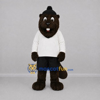 Custom Brown and White Beaver Mascot Costume Adult Full Body Suit for Winter Events