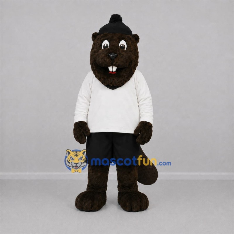 Custom Brown and White Beaver Mascot Costume Adult Full Body Suit for Winter Events Custom Brown and White Beaver Mascot Costume Adult Full Body Suit for Winter Events