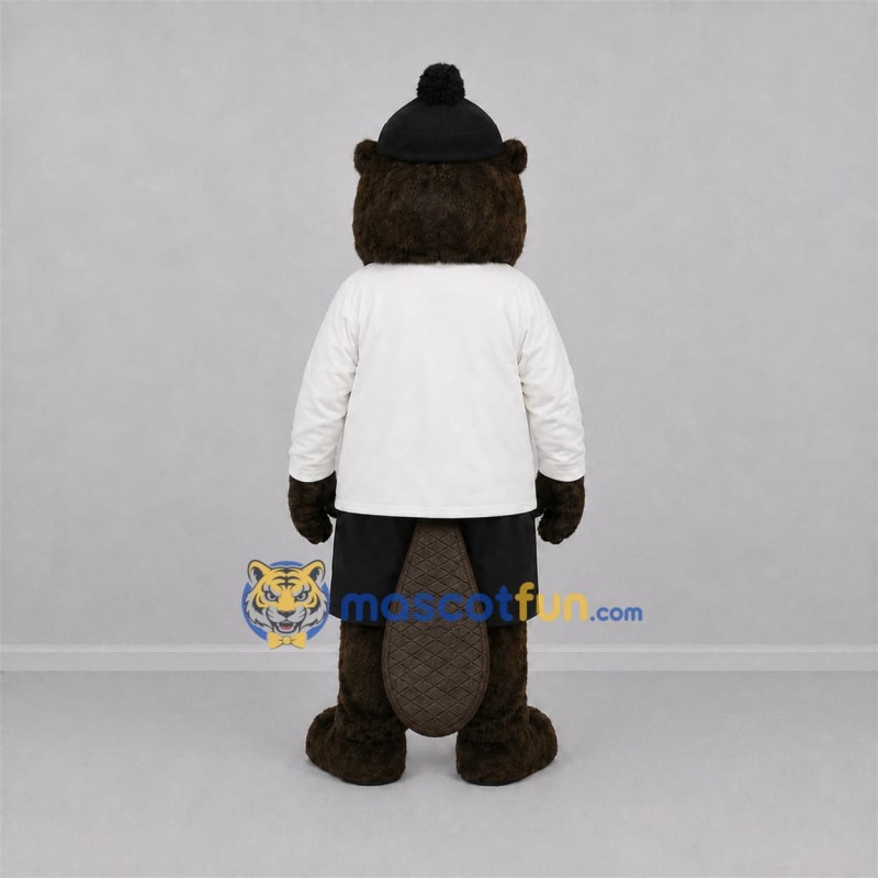 Custom Brown and White Beaver Mascot Costume Adult Full Body Suit for Winter Events Custom Brown and White Beaver Mascot Costume Adult Full Body Suit for Winter Events