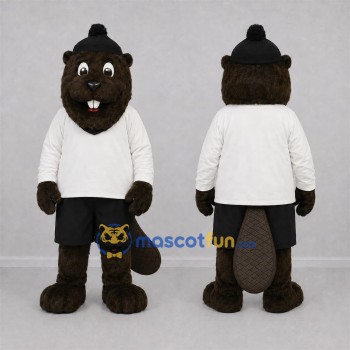 Custom Brown and White Beaver Mascot Costume Adult Full Body Suit for Winter Events