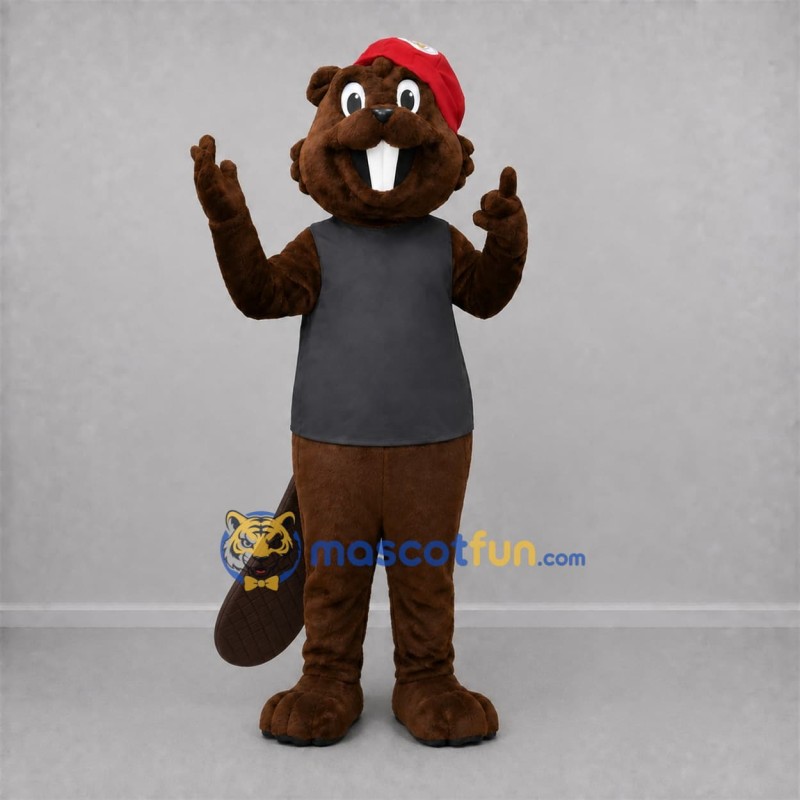 Custom Brown and Gray Beaver Mascot Costume Adult Full Body Suit for School Events