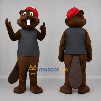 Custom Brown and Gray Beaver Mascot Costume Adult Full Body Suit for School Events