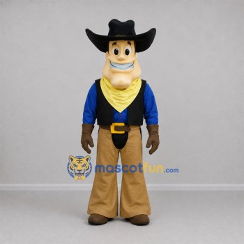 Custom Blue and Tan Cowboy Mascot Costume Adult Full Body Suit for Western Events