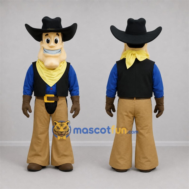 Custom Blue and Tan Cowboy Mascot Costume Adult Full Body Suit for Western Events Custom Blue and Tan Cowboy Mascot Costume Adult Full Body Suit for Western Events