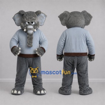 Custom Gray Elephant Mascot Costume Adult Full Body Suit for School Events