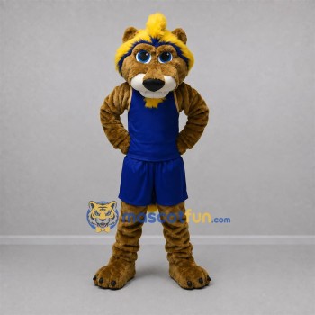 Custom Brown and Blue Lion Mascot Costume Adult Full Body Suit for Sports Events Custom Brown and Blue Lion Mascot Costume Adult Full Body Suit for Sports Events