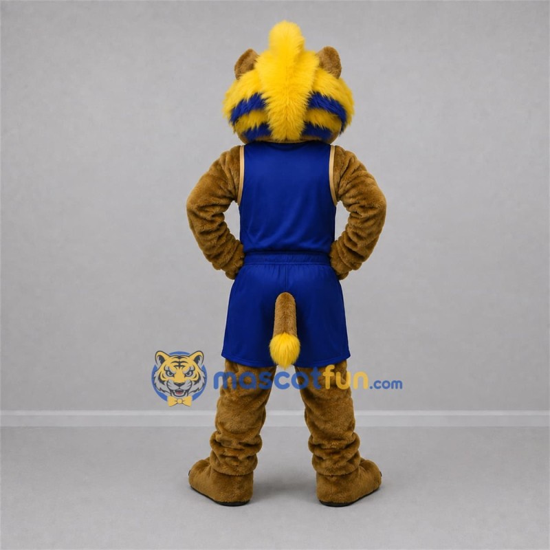Custom Brown and Blue Lion Mascot Costume Adult Full Body Suit for Sports Events Custom Brown and Blue Lion Mascot Costume Adult Full Body Suit for Sports Events