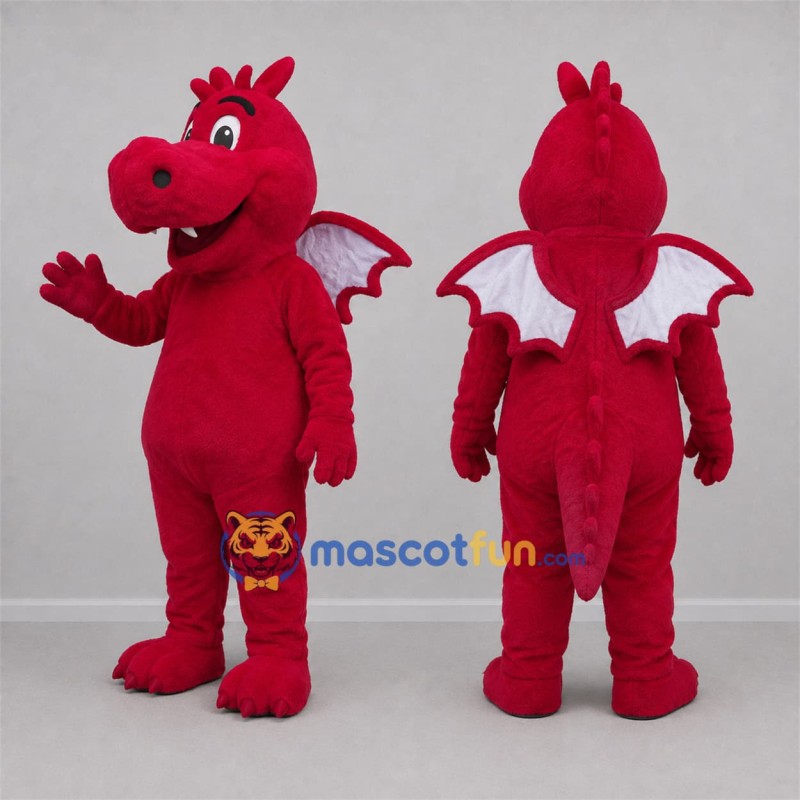 Custom Red and Pink Dragon Mascot Costume Adult Full Body Suit for Fantasy Events