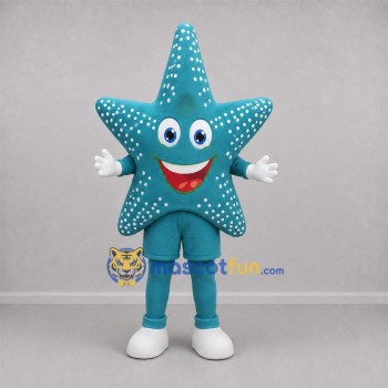 Custom Teal and White Starfish Mascot Costume Adult Full Body Suit for Ocean Events Custom Teal and White Starfish Mascot Costume Adult Full Body Suit for Ocean Events