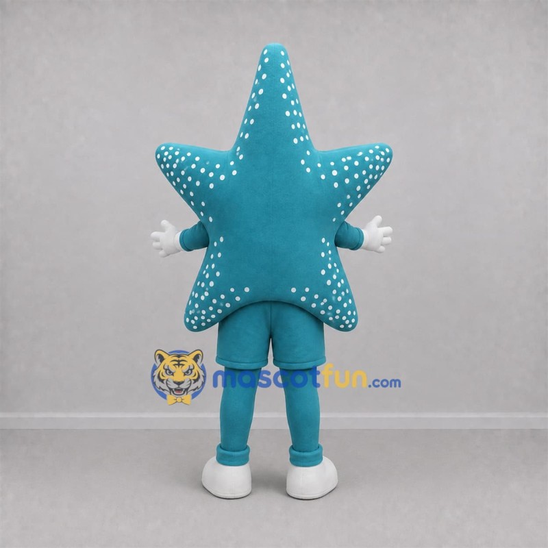 Custom Teal and White Starfish Mascot Costume Adult Full Body Suit for Ocean Events Custom Teal and White Starfish Mascot Costume Adult Full Body Suit for Ocean Events