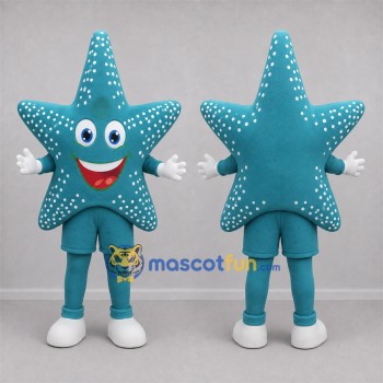Custom Teal and White Starfish Mascot Costume Adult Full Body Suit for Ocean Events