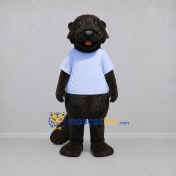 Custom Brown and Light Blue Beaver Mascot Costume Adult Full Body Suit for Nature Events Custom Brown and Light Blue Beaver Mascot Costume Adult Full Body Suit for Nature Events