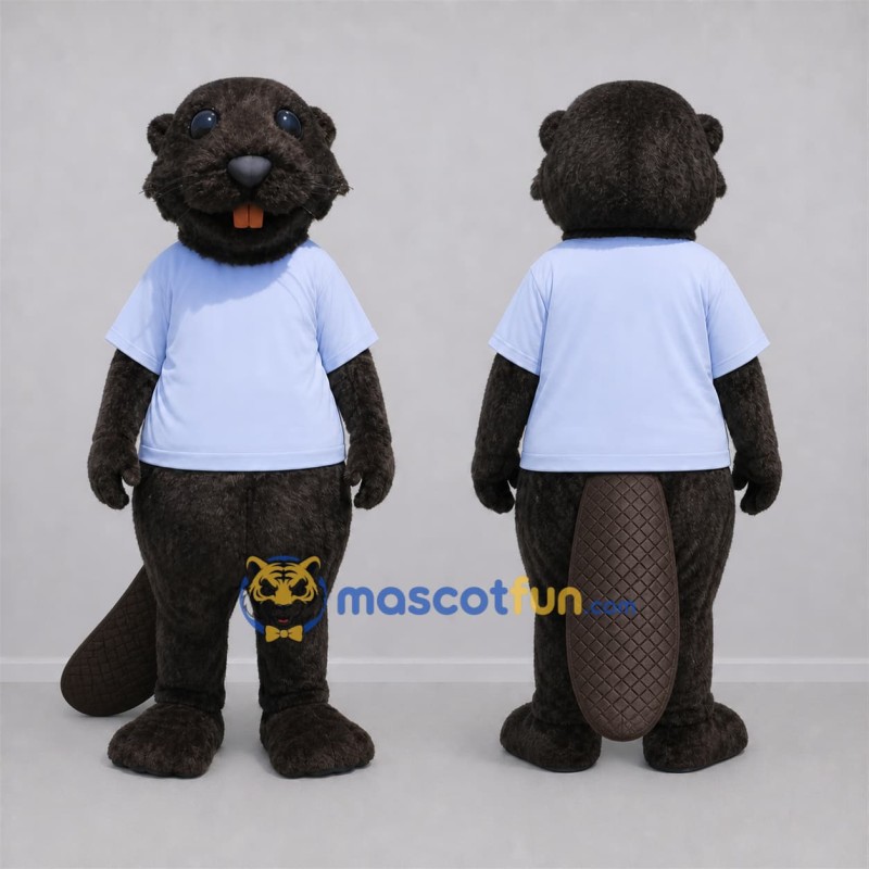 Custom Brown and Light Blue Beaver Mascot Costume Adult Full Body Suit for Nature Events Custom Brown and Light Blue Beaver Mascot Costume Adult Full Body Suit for Nature Events