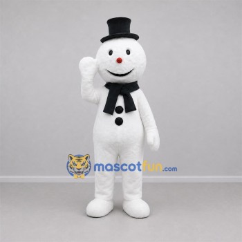 Custom White and Black Snowman Mascot Costume Adult Full Body Suit for Winter Events Custom White and Black Snowman Mascot Costume Adult Full Body Suit for Winter Events