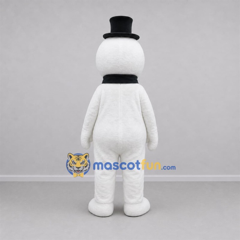 Custom White and Black Snowman Mascot Costume Adult Full Body Suit for Winter Events Custom White and Black Snowman Mascot Costume Adult Full Body Suit for Winter Events