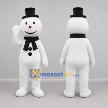 Custom White and Black Snowman Mascot Costume Adult Full Body Suit for Winter Events