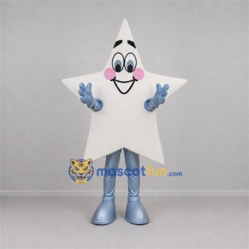 Custom White and Silver Star Mascot Costume Adult Full Body Suit for Holiday Events Custom White and Silver Star Mascot Costume Adult Full Body Suit for Holiday Events