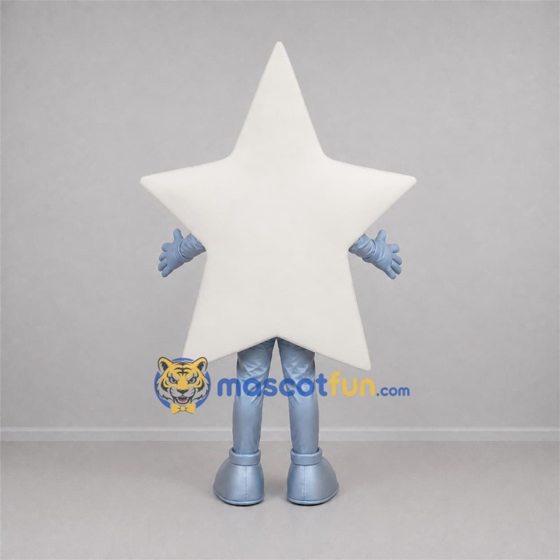 Custom White and Silver Star Mascot Costume Adult Full Body Suit for Holiday Events Custom White and Silver Star Mascot Costume Adult Full Body Suit for Holiday Events