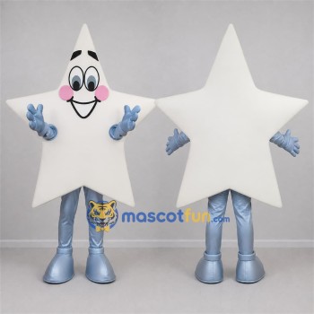Custom White and Silver Star Mascot Costume Adult Full Body Suit for Holiday Events