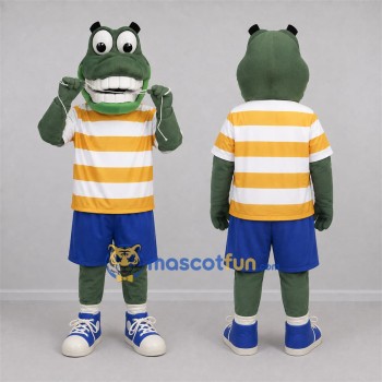 Custom Green and Yellow Hippo Mascot Costume Adult Full Body Suit for Health Events