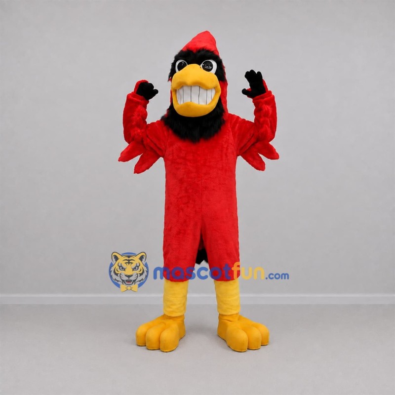 Custom Red and Black Cardinal Bird Mascot Costume Adult Full Body Suit for Sports Events