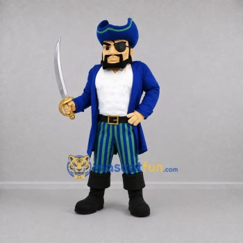 Custom Blue and Black Pirate Captain Mascot Costume Adult Full Body Suit for Pirate Parties Custom Blue and Black Pirate Captain Mascot Costume Adult Full Body Suit for Pirate Parties