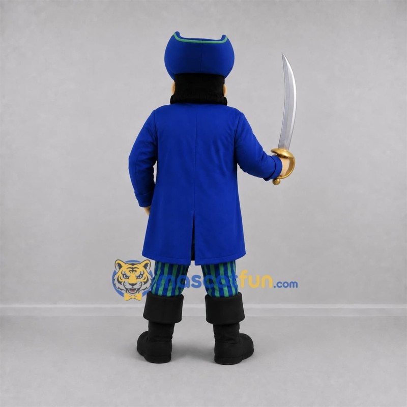 Custom Blue and Black Pirate Captain Mascot Costume Adult Full Body Suit for Pirate Parties Custom Blue and Black Pirate Captain Mascot Costume Adult Full Body Suit for Pirate Parties
