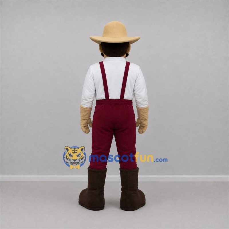 Custom White and Burgundy Farmer Mascot Costume Adult Full Body Suit for Harvest Festivals Custom White and Burgundy Farmer Mascot Costume Adult Full Body Suit for Harvest Festivals