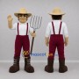 Custom White and Burgundy Farmer Mascot Costume Adult Full Body Suit for Harvest Festivals