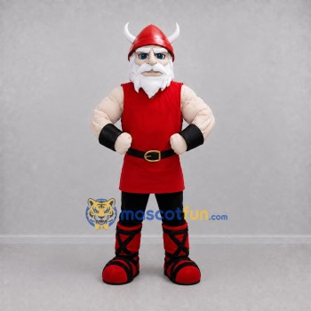 Custom Red and White Viking Mascot Costume Adult Full Body Suit for Medieval Events