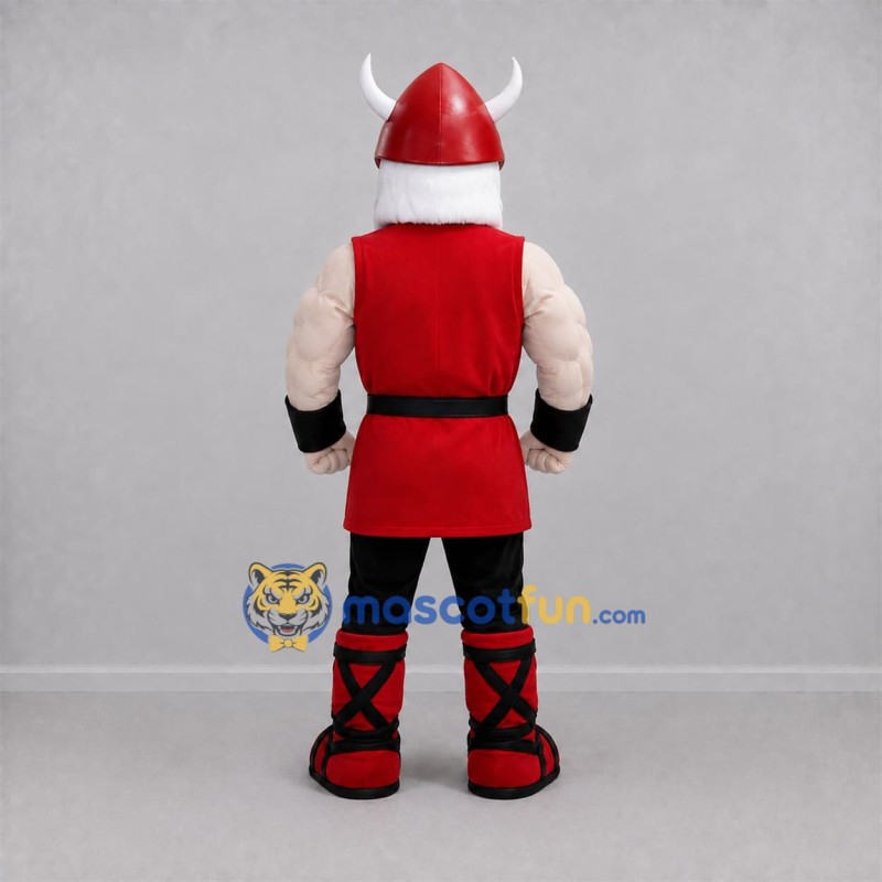 Custom Red and White Viking Mascot Costume Adult Full Body Suit for Medieval Events Custom Red and White Viking Mascot Costume Adult Full Body Suit for Medieval Events