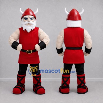 Custom Red and White Viking Mascot Costume Adult Full Body Suit for Medieval Events