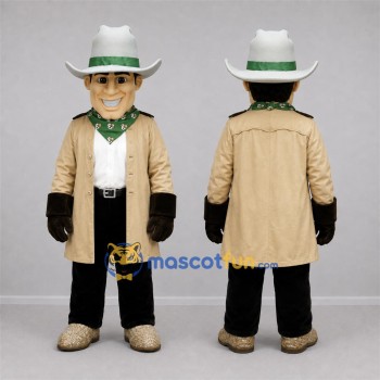 Custom Tan and White Cowboy Mascot Costume Adult Full Body Suit for Western Events