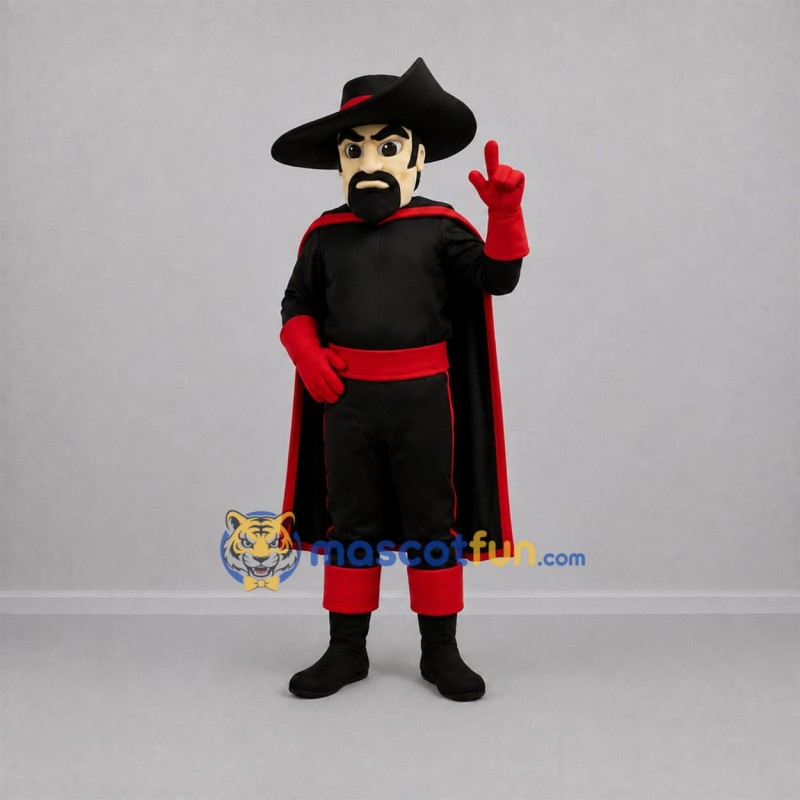Custom Black and Red Caped Hero Mascot Costume Adult Full Body Suit for Stage Performances Custom Black and Red Caped Hero Mascot Costume Adult Full Body Suit for Stage Performances