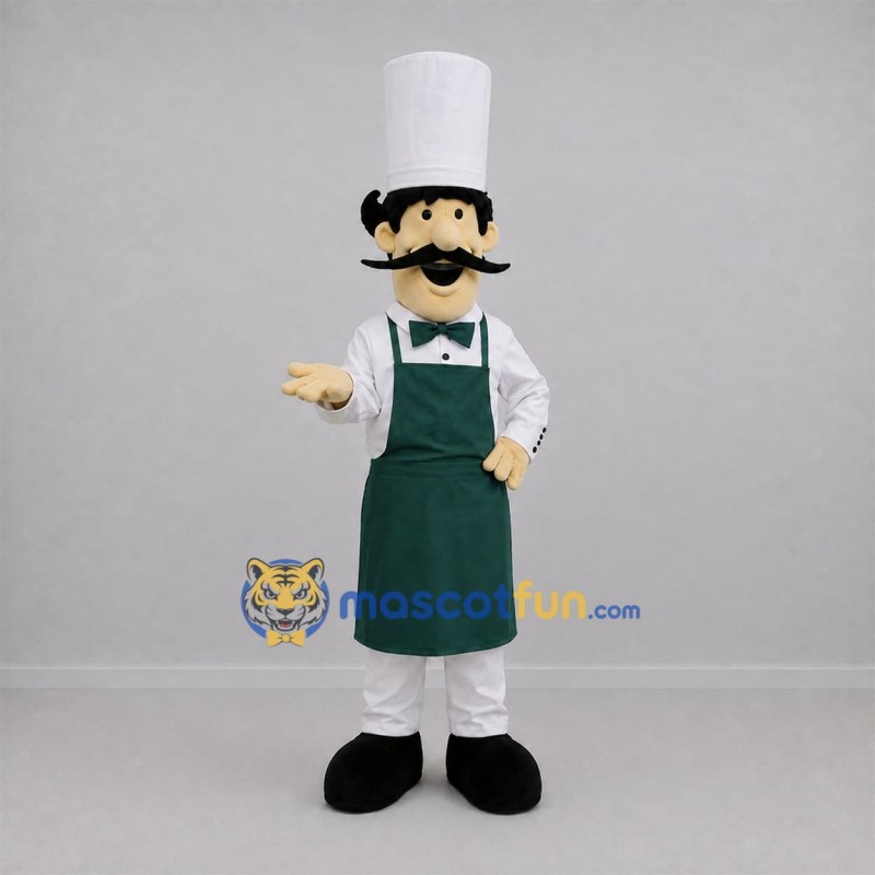 Custom White and Green Chef Mascot Costume Adult Full Body Suit for Food Festivals Custom White and Green Chef Mascot Costume Adult Full Body Suit for Food Festivals