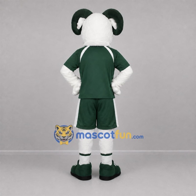 Custom White and Green Ram Mascot Costume Adult Full Body Suit for Sports Events Custom White and Green Ram Mascot Costume Adult Full Body Suit for Sports Events