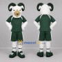 Custom White and Green Ram Mascot Costume Adult Full Body Suit for Sports Events
