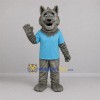 Custom Gray and Light Blue Wolf Mascot Costume Adult Full Body Suit for Sports Events