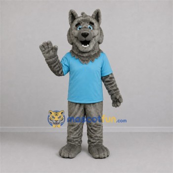 Custom Gray and Light Blue Wolf Mascot Costume Adult Full Body Suit for Sports Events Custom Gray and Light Blue Wolf Mascot Costume Adult Full Body Suit for Sports Events
