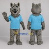 Custom Gray and Light Blue Wolf Mascot Costume Adult Full Body Suit for Sports Events