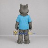 Custom Gray and Light Blue Wolf Mascot Costume Adult Full Body Suit for Sports Events