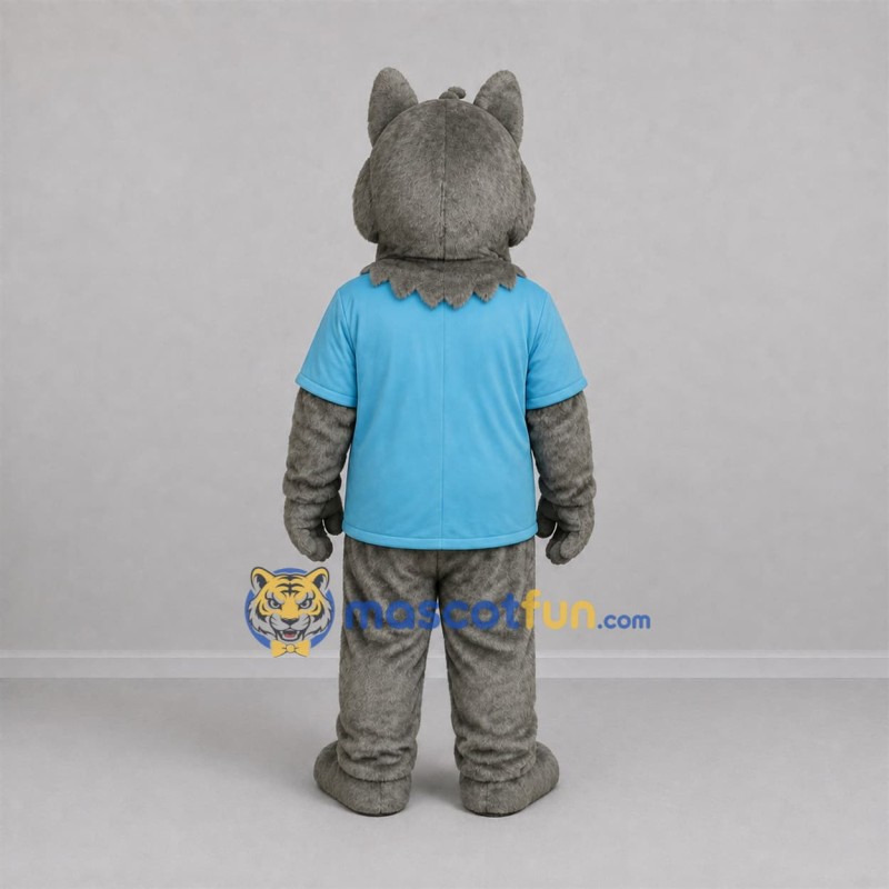 Custom Gray and Light Blue Wolf Mascot Costume Adult Full Body Suit for Sports Events