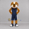 Custom Tan and Navy Blue Dog Mascot Costume Adult Full Body Suit for Sports Events Custom Tan and Navy Blue Dog Mascot Costume Adult Full Body Suit for Sports Events